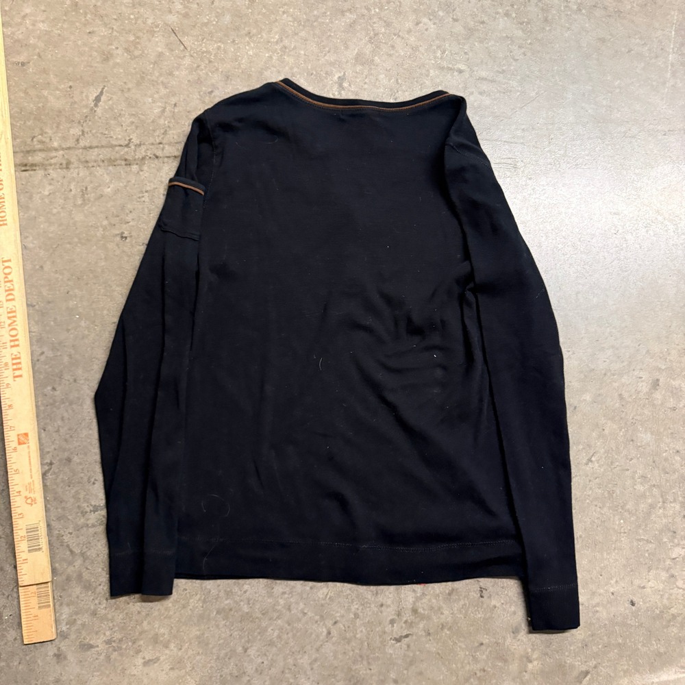 Lauren Ralph Lauren Jeans Co Womens Black Henley Long Sleeve Cotton Top M 2039 - Picture 3 of 5